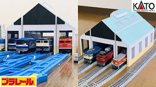 プラレール】hoゲージにも対応する大きな車庫を作ってみた【自作 
