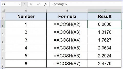 Using the ACOSH function to return the inverse hyperbolic cosine of a number equal or greater than o