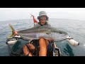 Catching giant kingfish from a kayak