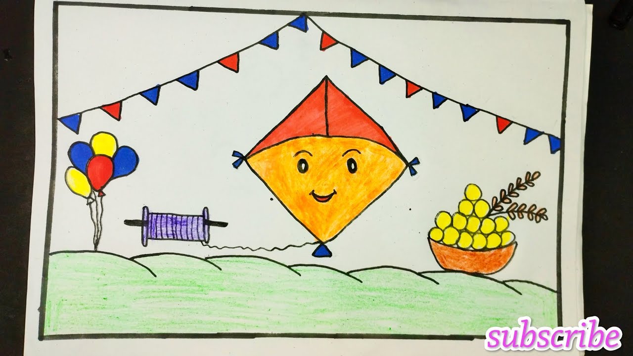 Happy makar sakranti drawing