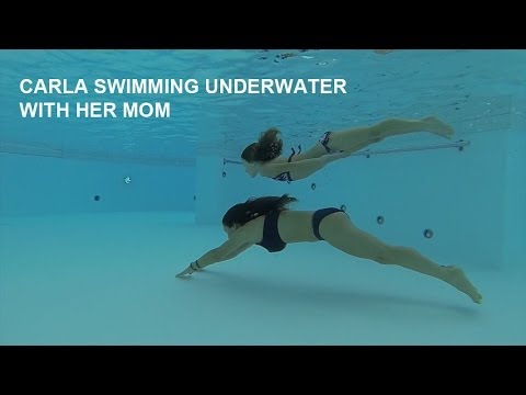 Carla Underwater swimming with mom like Mermaids
