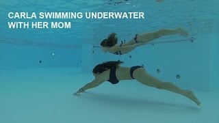 Carla Underwater swimming with mom like Mermaids