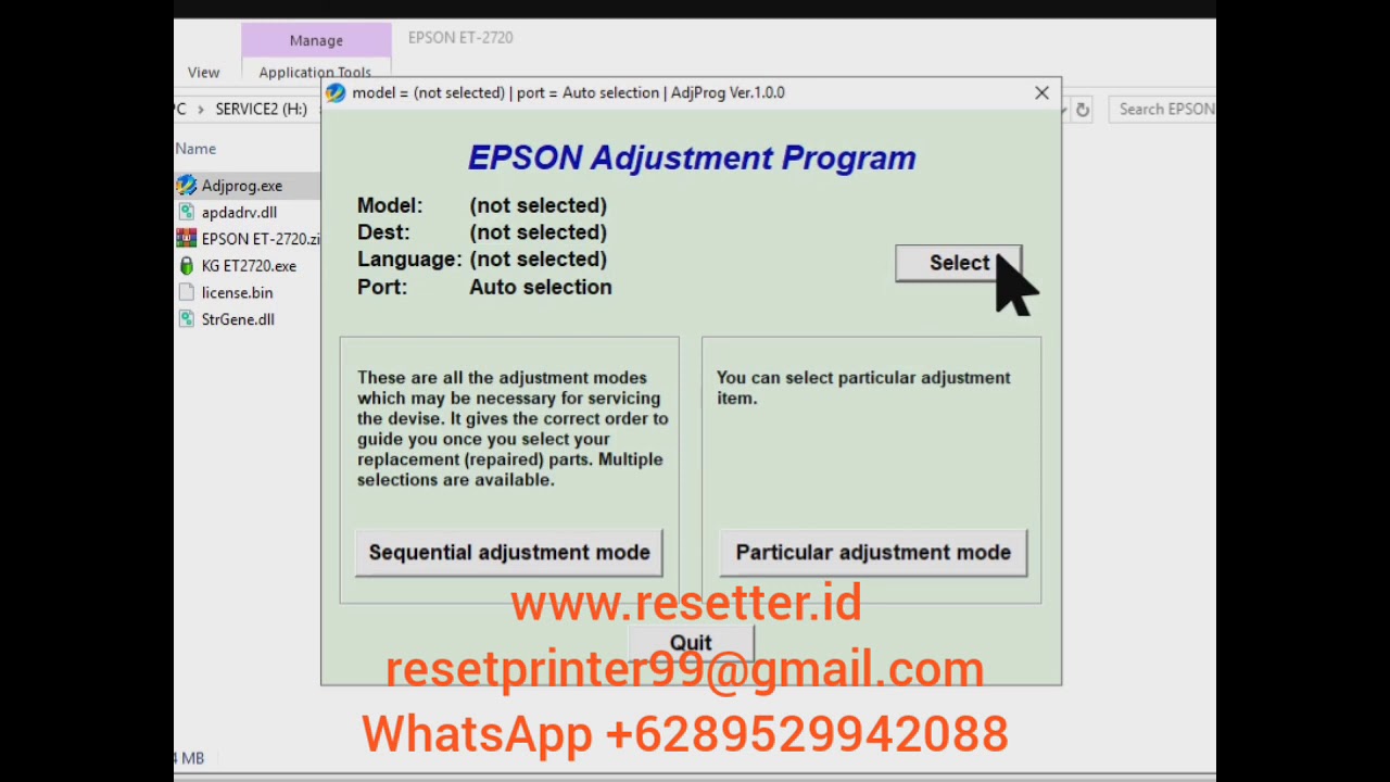 Epson ET-2720, ET-2721, ET-2726 Adjustment Program - ORPYS