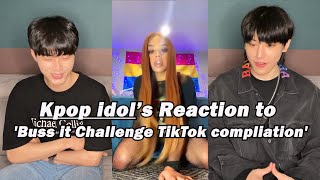 Kpop idol React to 'Buss It Challenge' TikTok Compilation | Korean Reaction