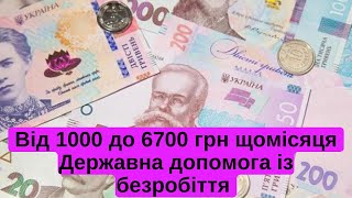 Від 1 000 до 6 700 грн щомісяця  - державна допомога із безробіття