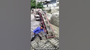 Moving concrete blocks from truck unloading using Work tool Portable Belt Conveyor #tool #worktool