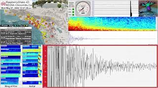 M 4.1  10 km SW of Corona 5/1/24  RaspberryShake 4D Seismograph (RD29A)  Chino  Hills, CA