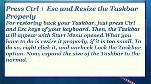 How to fix Windows 7 taskbar missing