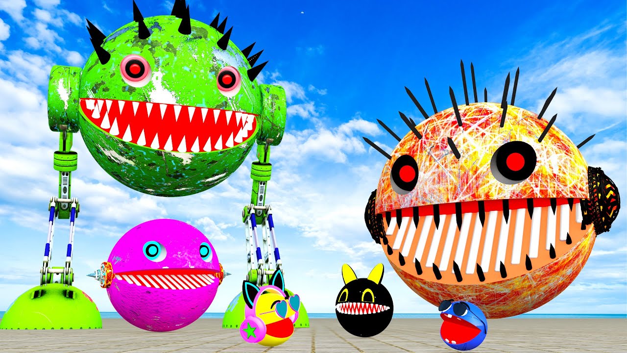 TWO LEG GREEN ROBOT PACMAN VS YELLOW MONSTER PACMAN USE POKEMON NEW ADVENTURE #2024