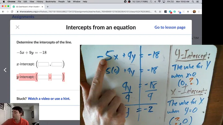 Intercepts from an Equation (Khan Academy Support)