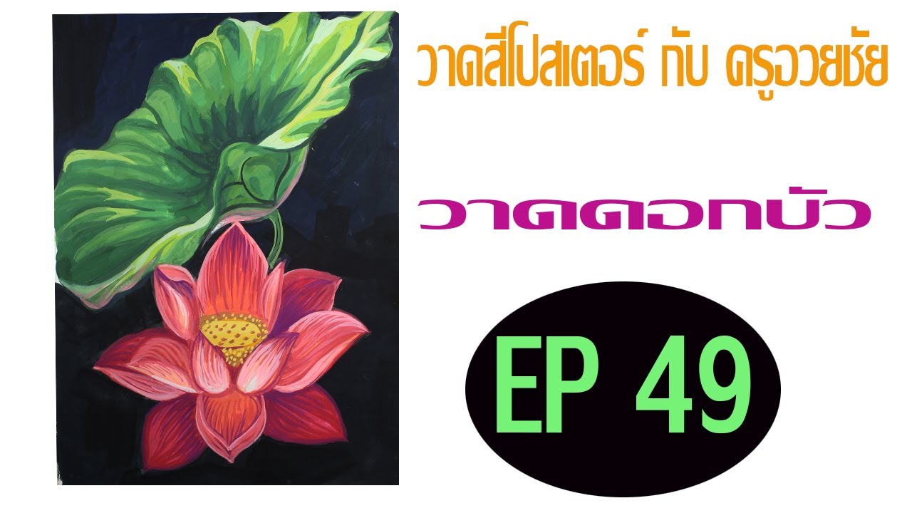 วาดสีโปสเตอร์ กับ ครูอวยชัย   EP 49  วาดดอกบัว