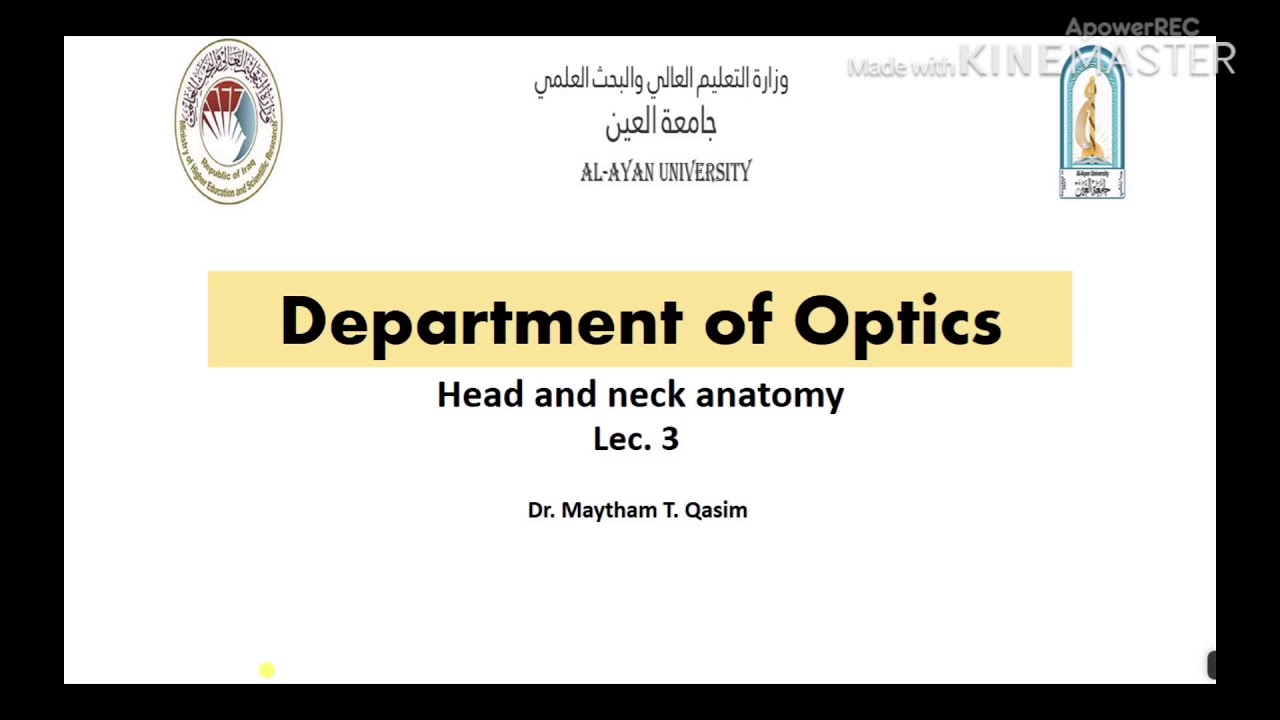 محاضرة 3، تشريح الوجه والعنق والعين، قسم البصريات