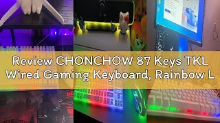 Review CHONCHOW 87 Keys TKL Wired Gaming Keyboard, Rainbow Led Backlight, White Keyboard and Mouse 3