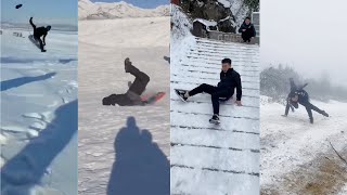 一年一度的冬季“脚滑大赛”正式拉开帷幕，这次屁股滚楼梯和颜面扫地的选手极具夺冠实力，其它参赛者也毫不退让跃跃欲逝