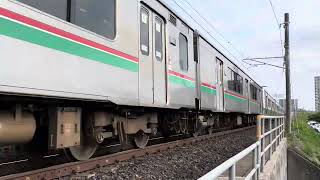 701系 E721系6両併結運転　太子堂駅ー南仙台駅の鉄橋