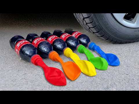 COCA COLA BALLOON VS CAR, Coca Cola Zero, PowerAde, Fanta, Sprite, Fruko and Mentos Diff Unde