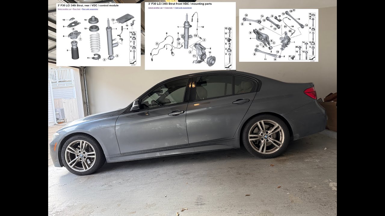 Диагностика подвески BMW 340i F30: рычаги подвески, втулки, стойки/амортизаторы (F3X, F2X и т. д.).
