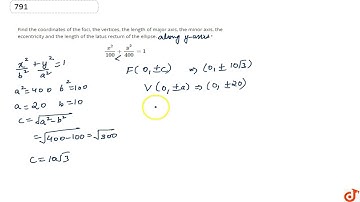 Find the coordinates of the foci, the vertices, the length of major axis, the minor axis, the ec...