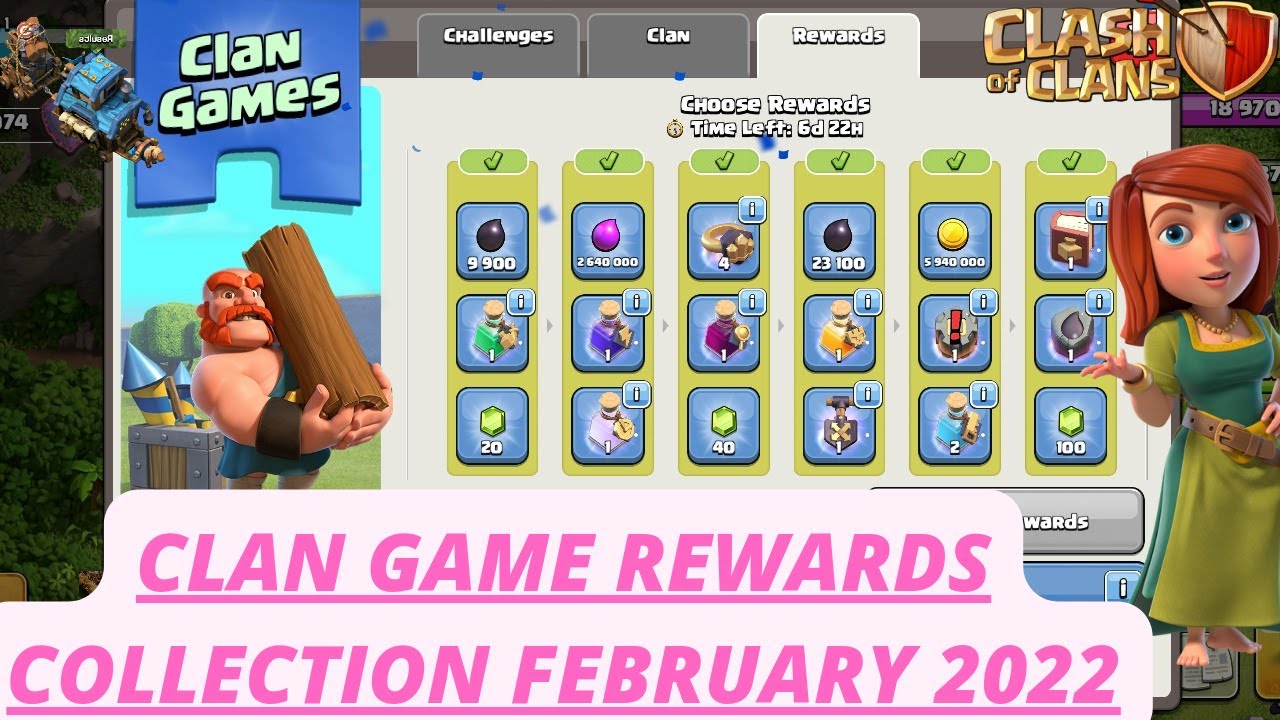 Clan games rewards collection February 2022 | Clan games rewards (clash of clans)