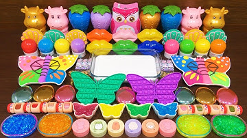 RAINBOW BUTTERFLY!! Mixing random into GLOSSY slime !! Satisfying Slime Video #96