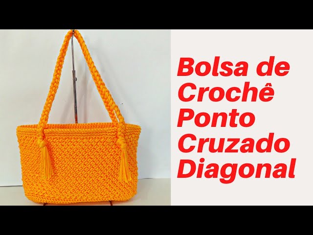 Bolsa de Crochê Ponto Cruzado Diagonal Passo a Passo -  @professoroscarmenezes 