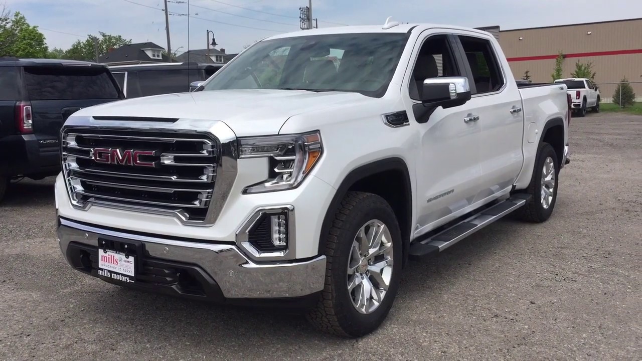 2019 Gmc Sierra 1500 4wd Crew Cab Slt Multi Pro Tailgate Sunroof White Oshawa On Stock 191107