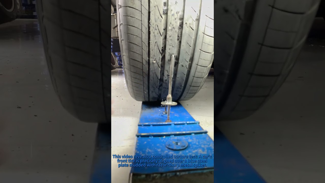 Shocking Run-Flat Tire Test vs Metal Spikes!