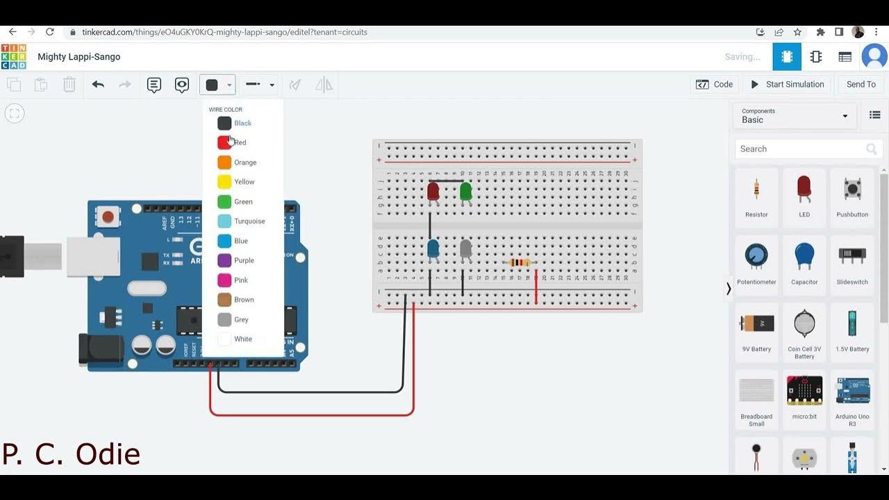 Multiple LED simulation in TinkerCAD using Arduino and Breadboard - YouTube