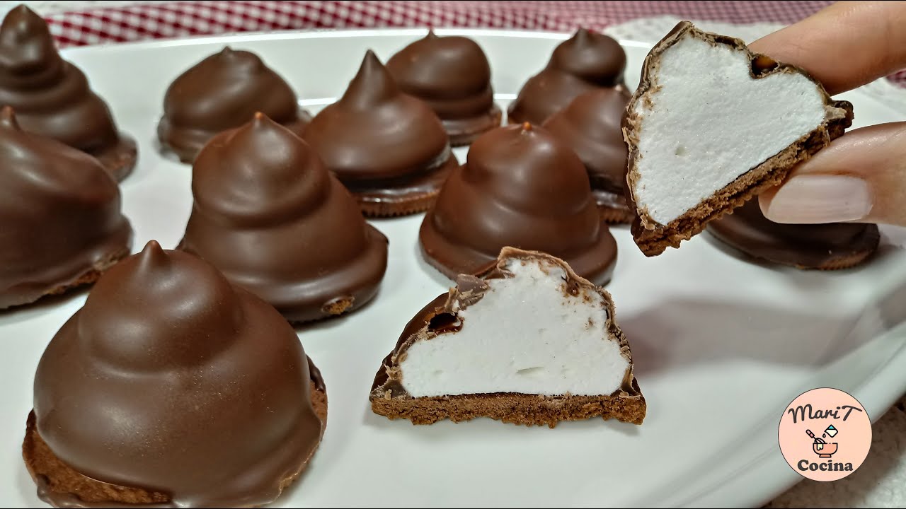Bombones para San Valentín, Corazón de  Malvavisco Cubierto de Chocolate, 4 Ingredientes MariTCocina