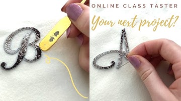 Goldwork Letters Online Class 1: Chipping and Pearle Purl Taster/ Gold Bullion Monogram Initials