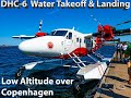 Low altitude flight over copenhagen in dhc6  water takeoff  landing    twin otter  4k