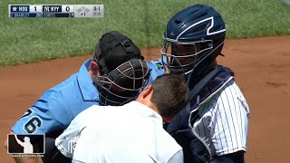 Injury Scout - Mike Muchlinski Exits After Getting Injured on Second Pitch of Astros-Yankees Game