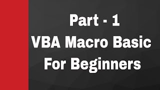 Part - 1 | VBA Macro basic in tamil for beginners