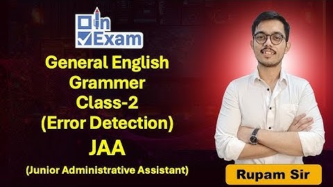 APSC JAA General English Grammer | Class-2| Error Detection (Tenses)  @InExamOfficial ​