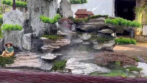 Hòn non bộ thác nước ngoài trời - Hòn non bộ đá đẹp