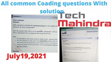 TechMahindra All Common Coading Questions 19thjuly,2021#PrepPlacement