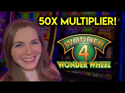 WOW! A Four Coin BONUS And 50x Multiplier Spin! Wonder 4 Wonder Wheel Slot Machine!