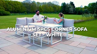 Aluminium 5pcs Corner Sofa Set - White