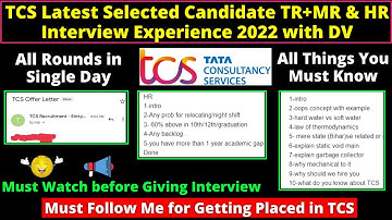 TCS April 2022 Latest Selected Candidate TR,MR & HR Interview Experience | TCS HR Documents Required
