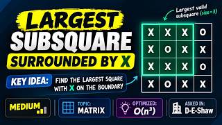 Largest Subsquare Surrounded by X | Matrix DP Approach | O(n³) | DSA Interview Problem