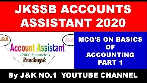 JKSSB Panchayat Accounts Assistant || Accounting Basics || MCQ