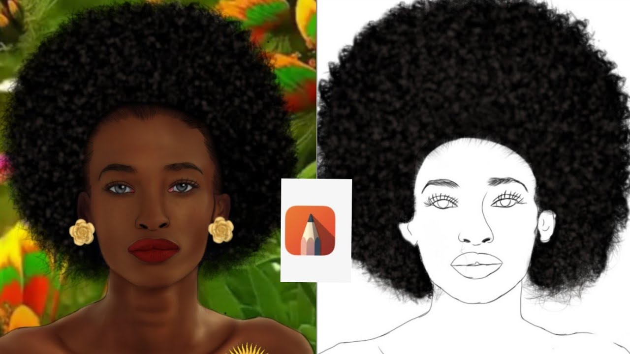 Afro hair detailing on autodesk sketchbook. (full video)