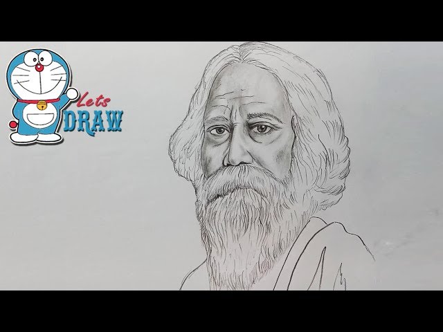 Rabindranath Tagore drawing||ink drawing||Dotwork - YouTube