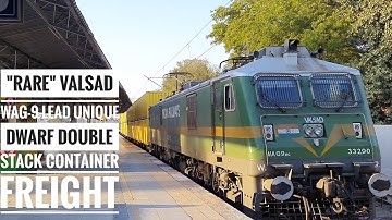 "UNIQUE" DWARF DOUBLE STACK CONTAINER TRAIN lead by VALSAD WAG-9 | ड्वार्फ डबल स्टैक कंटेनर मालगाड़ी