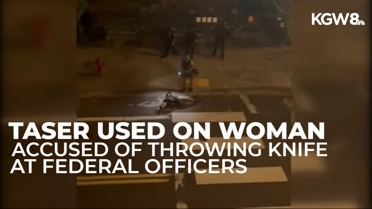 Woman tased by federal agents outside ICE facility after allegedly throwing knife at them