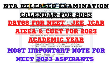 NEET UG 2023 EXAM DATE RELEASED OFFICIALLY JEE MAINS,CUET, ICAR AIEEA Exam Dates #neet2023 #jee2023