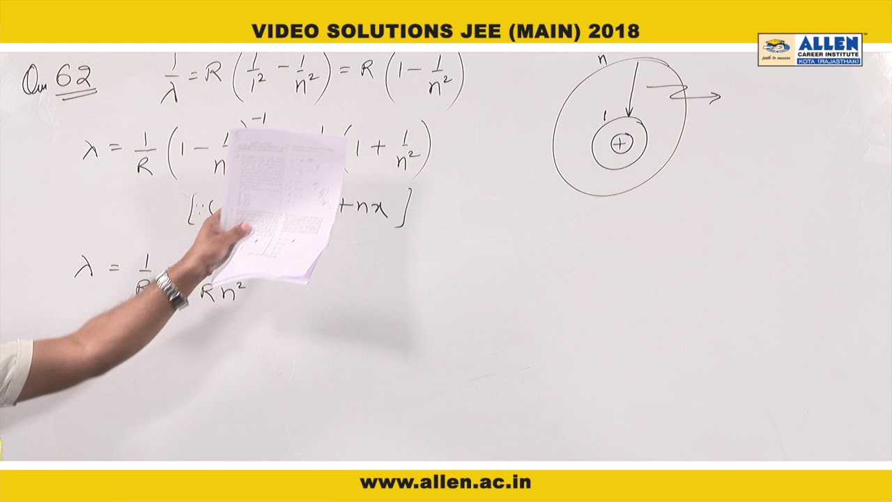 JEE Main 2018 Exam Physics Solution – Q. No. 61, 62, 63 (Paper Code-C)