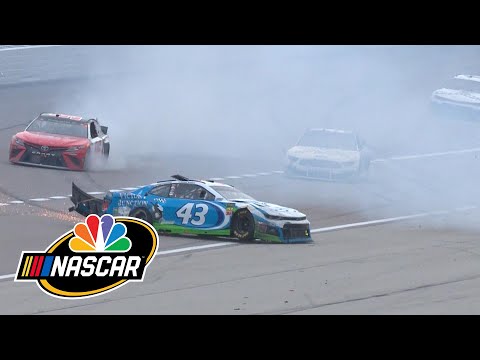 bubba-wallace,-matt-tifft-crash-forces-overtime-finish-at-kansas-speedway-|-motorsports-on-nbc