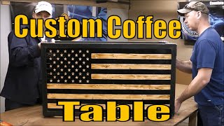 Wood and Metal Subdued Flag Industrial Coffee Table BUILD