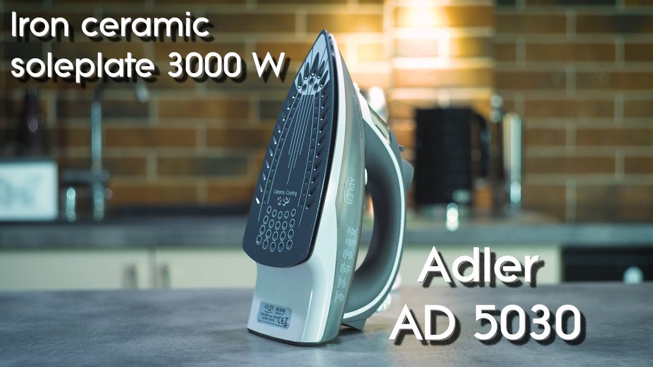 Fer à Vapeur Adler AD 5030 - 3000W, Semelle Céramique, Réservoir 0.31L - Marron, Gris, Blanc